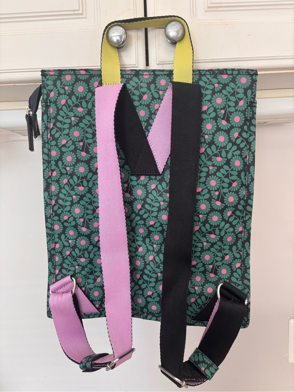 NWOT Orla Kiely Emerald Green Cosmetics Liston Backpack Tote Bag Floral Mod - Picture 2 of 5